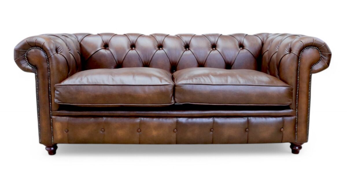 Duke Chesterfield 3 Seater Sofa Settee - Antique Tan Leather