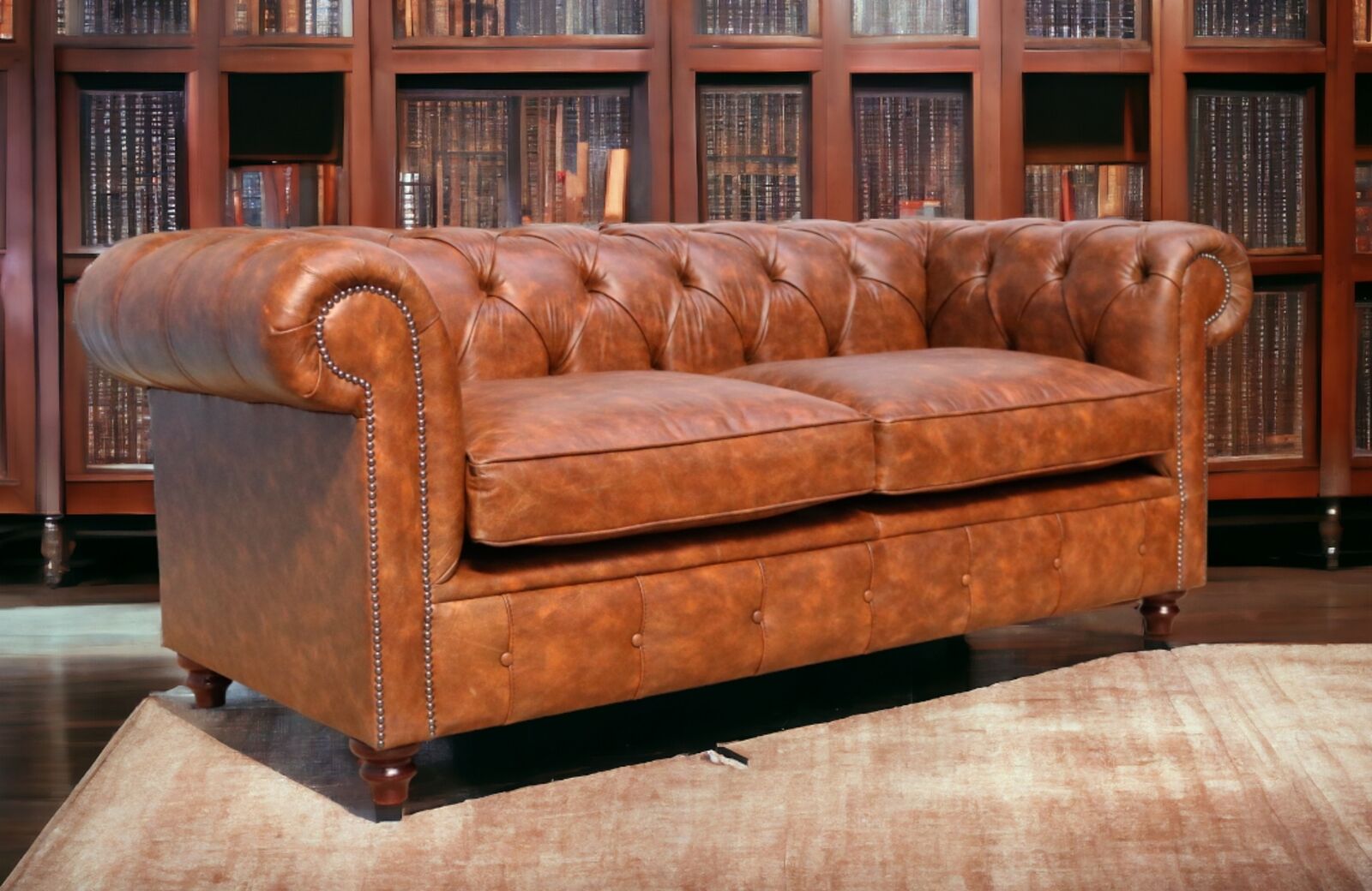 Product photograph of Duke Chesterfield 3 Seater Sofa Settee Vintage Hazelnut Leather from Designer Sofas 4U