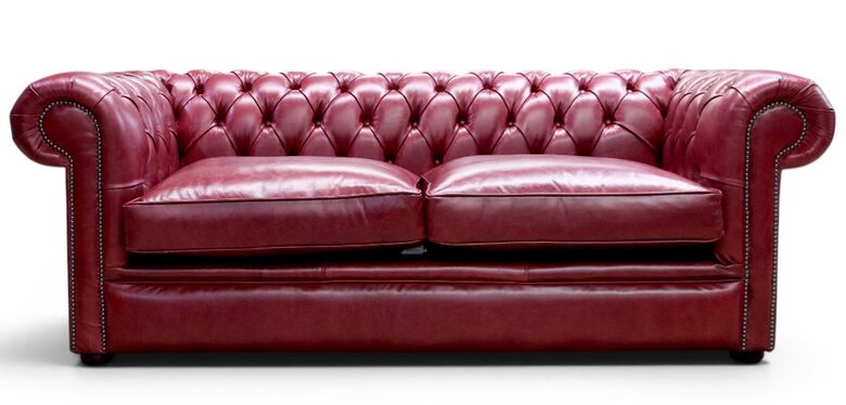 Duke Mini Chesterfield 3 Seater Sofa Settee Old English Burgandy Leather