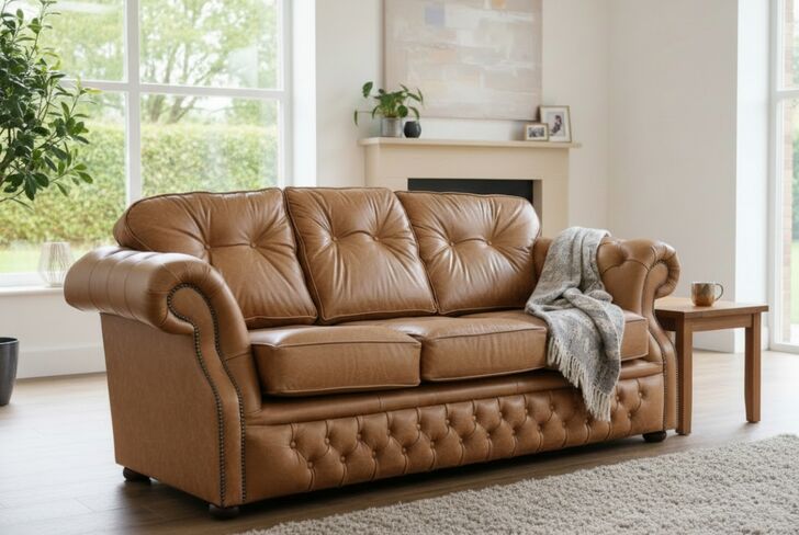 Era 3 Seater Settee Traditional Chesterfield Sofa Old English Tan