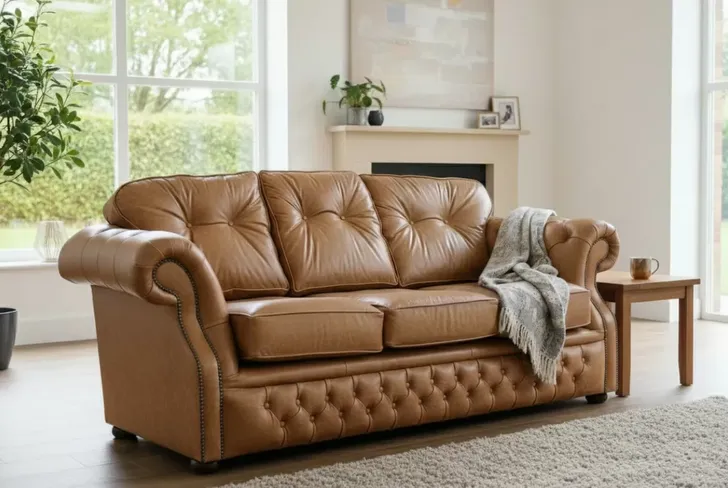 Era 3 Seater Settee Traditional Chesterfield Sofa Old English Tan