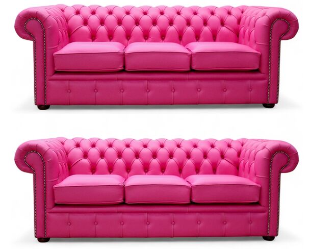 Luxury Hot Pink Chesterfield 3+3 Sofa Suite – Bold, Stylish, Unforgettable!