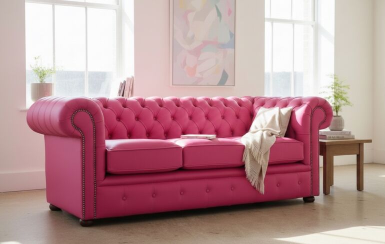 Luxury Hot Pink Chesterfield 3 Seater Sofa – Bold, Stylish, Unforgettable!