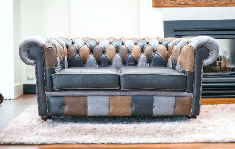 Product photograph of Chesterfield 2 Seater Vintage Patchwork Leather Cracked Wax Amp Hellip from Designer Sofas 4U