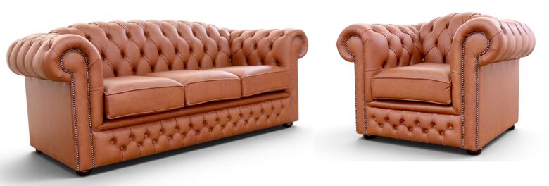 William Chesterfield 3+1 Sofa Suite – Minstral Cinnamon Leather