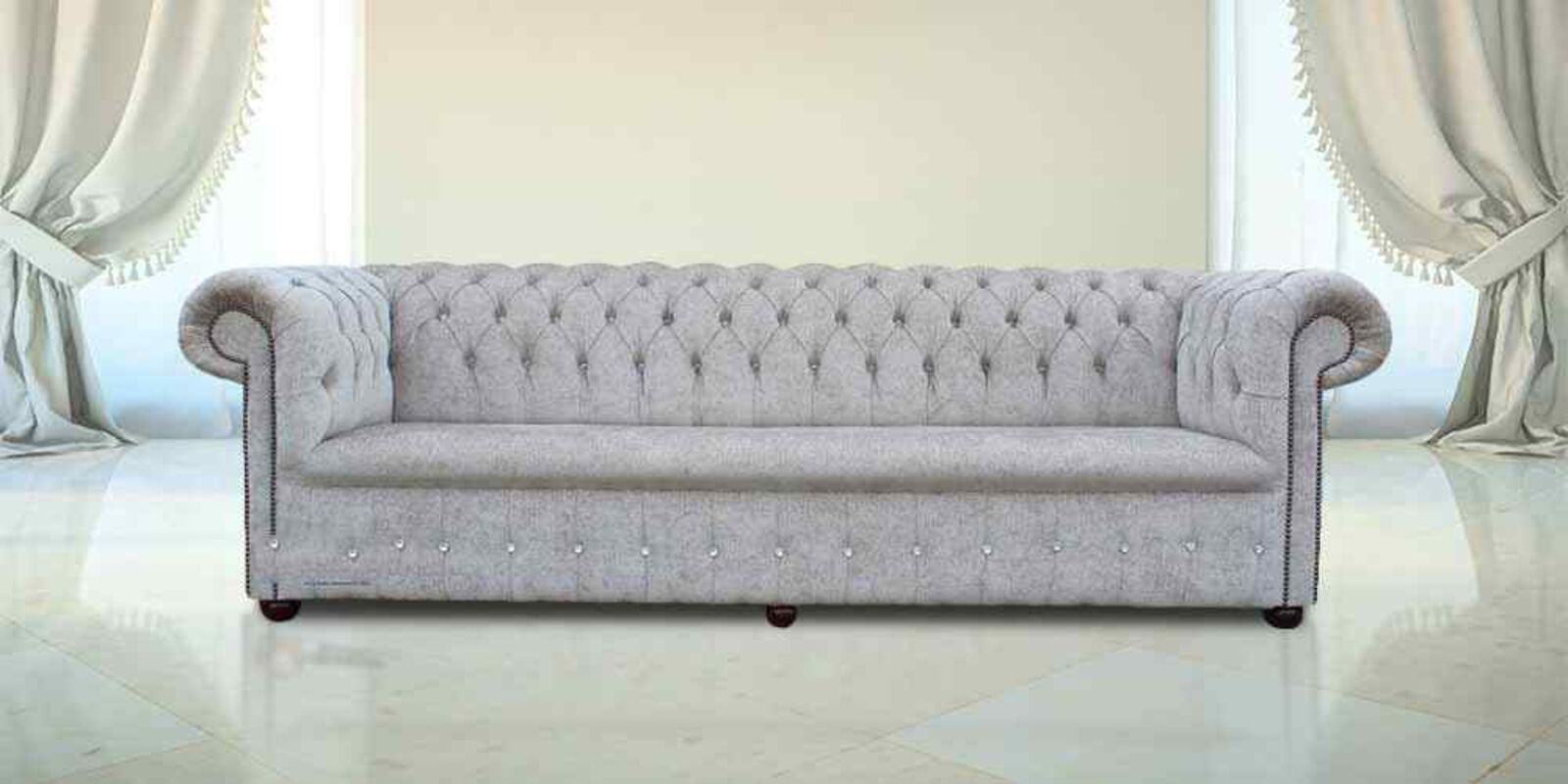 Product photograph of Buy Mink Fabric Chesterfield Sofa Uk With Crystals Designersofas4u from Designer Sofas 4U