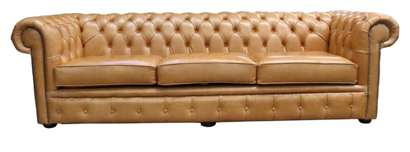 Product photograph of Chesterfield 4 Seater Settee Sofa Old English Buckskin Leather from Designer Sofas 4U