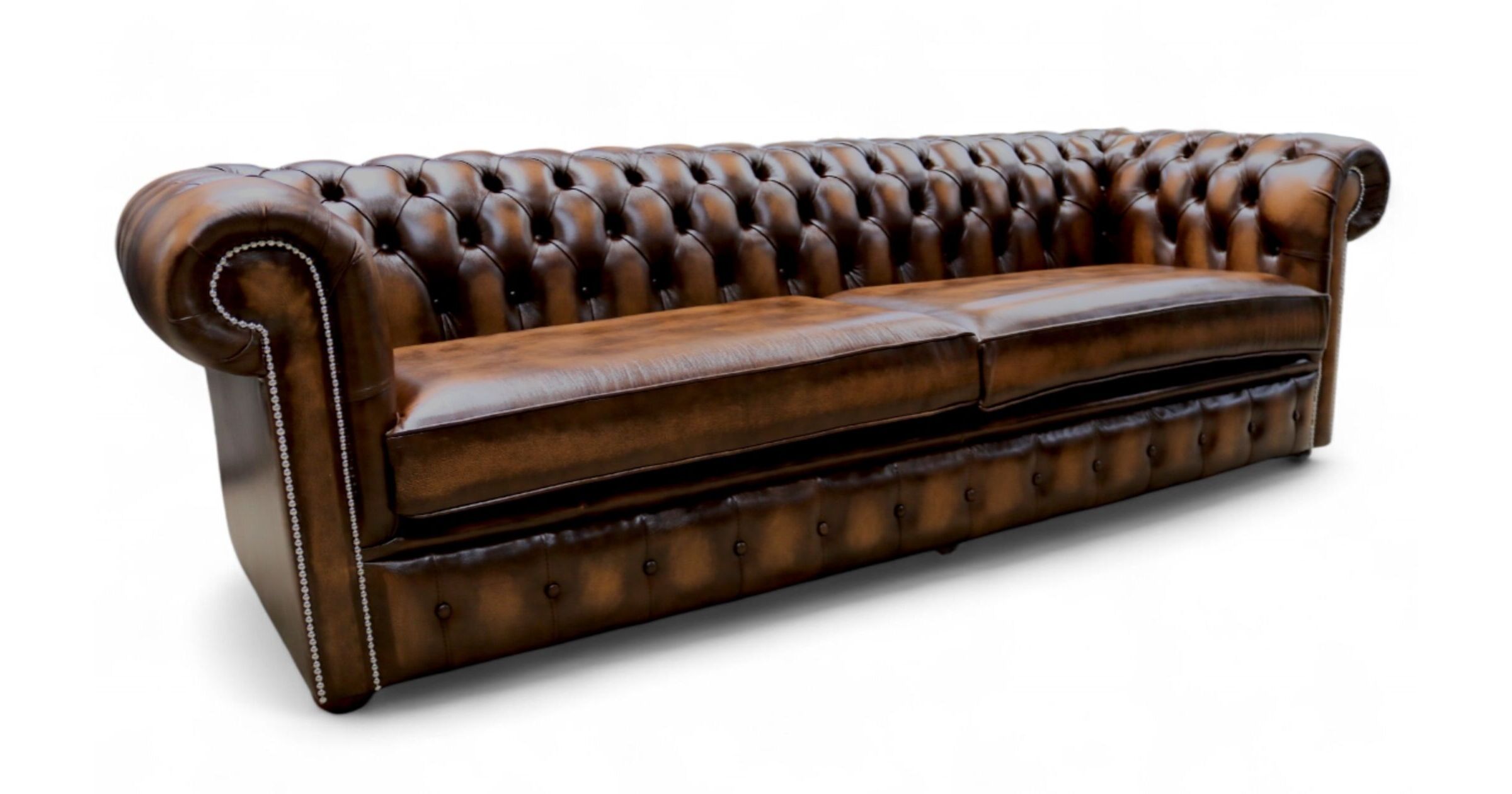 Buy Tan leather Chesterfield sofa UK | DesignerSofas4U