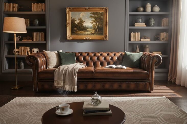 Chesterfield 4 Seater Settee Antique Tan Leather Sofa Offer