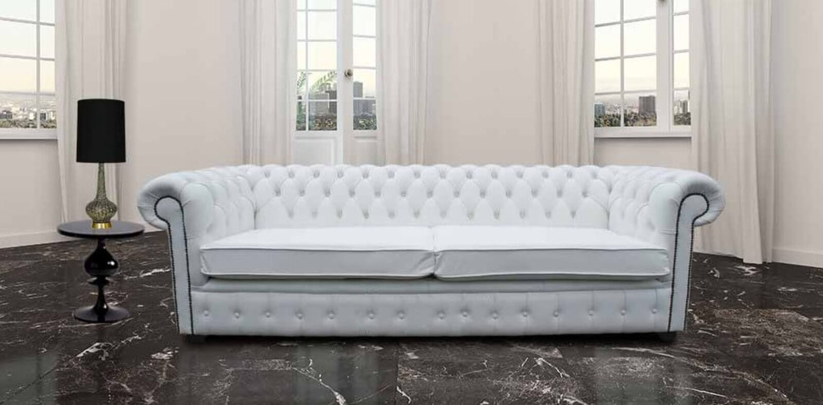 Product photograph of Buy Large Living Room Sofa White Leather Chesterfield Sofa Uk Designersofas4u from Designer Sofas 4U