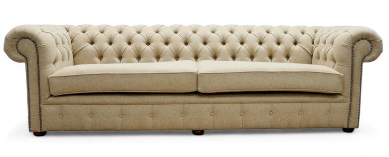 Chesterfield 4 Seater Sofa Donegal Ochre Wool