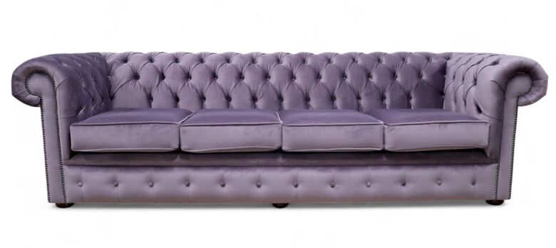 Chesterfield 4 Seater Sofa Malta Lavender Velvet Fabric