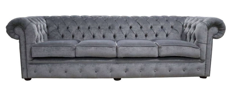 Product photograph of Chesterfield 4 Seater Sofa Pimlico Carbon Grey Fabric from Designer Sofas 4U