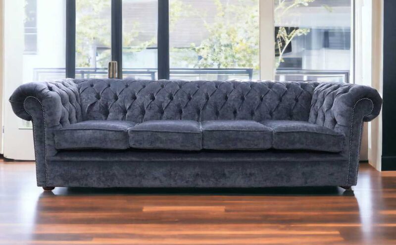Product photograph of Chesterfield 4 Seater Sofa Pimlico Charcoal Grey Fabric from Designer Sofas 4U