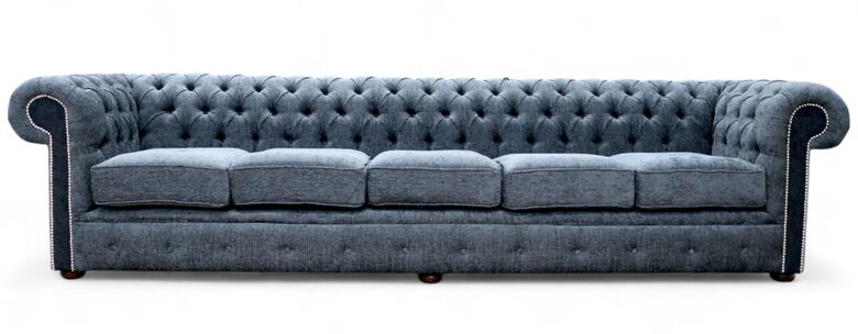 Chesterfield 5 Seater Settee Carlton Charcoal And Black Fabric Sofa Offer