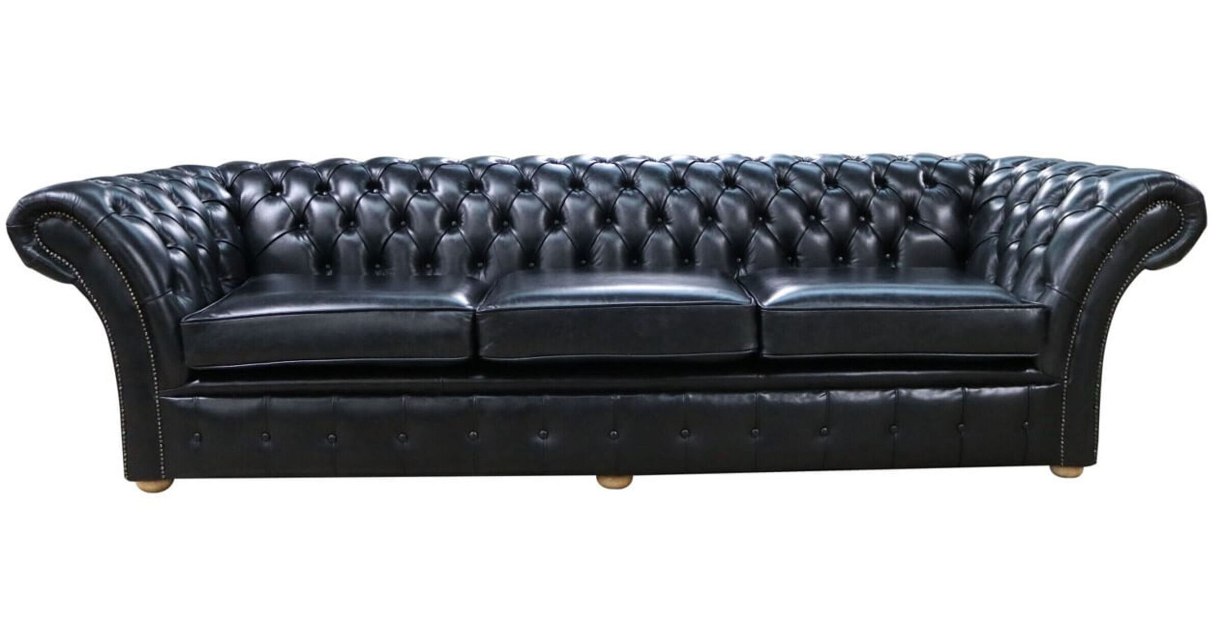 Chesterfield Chelsea 4 Seater Sofa Settee Old English Black Leather