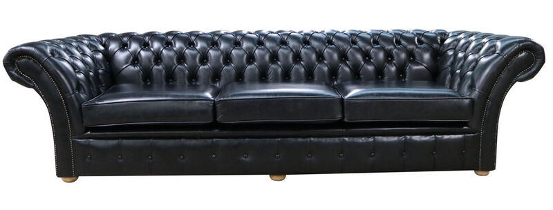 Product photograph of Chesterfield Chelsea 4 Seater Sofa Settee Old English Black Leather from Designer Sofas 4U