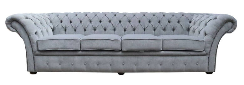 Chesterfield Balmoral 4 Seater Sofa Settee Pimlico Grey Fabric