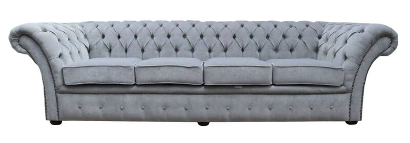 Product photograph of Chesterfield Balmoral 4 Seater Sofa Settee Pimlico Grey Fabric from Designer Sofas 4U