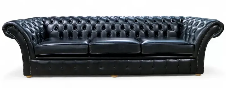 Chesterfield Chelsea 4 Seater Sofa Settee Old English Black Leather