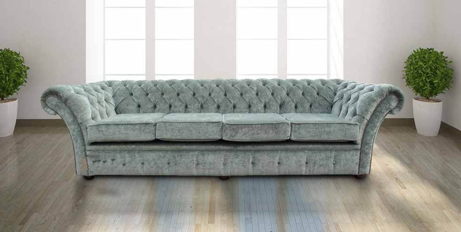 Product photograph of Chesterfield Drummond 4 Seater Sofa Settee Velluto Lawn Fabric from Designer Sofas 4U
