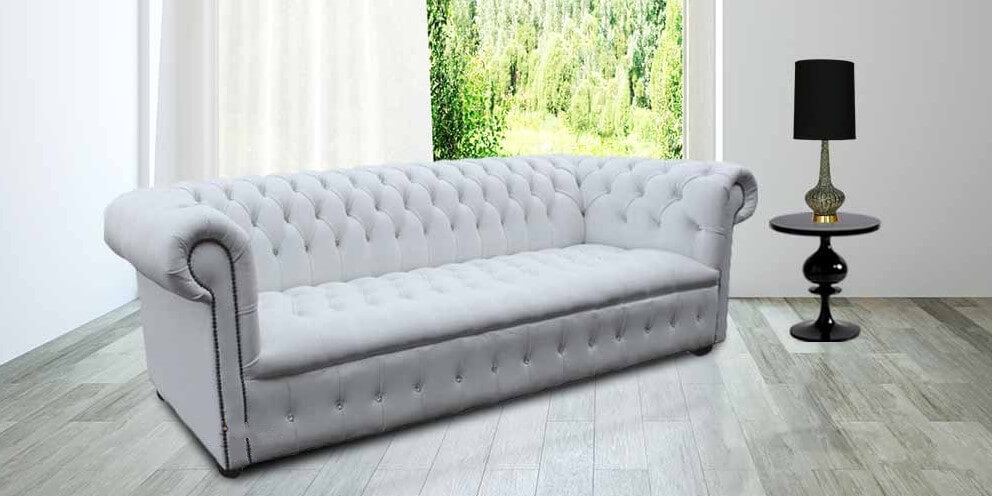 Buy white leather Chesterfield sofa UK | DesignerSofas4U
