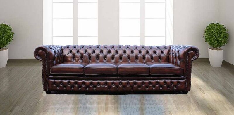 Product photograph of Winchester Chesterfield 4 Seater Antique Brown Real Leather Sofa from Designer Sofas 4U