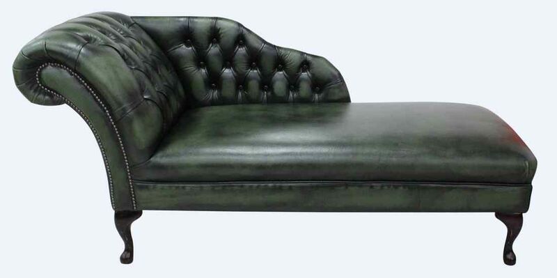 Product photograph of Chesterfield Leather Chaise Lounge Day Bed Antique Green from Designer Sofas 4U