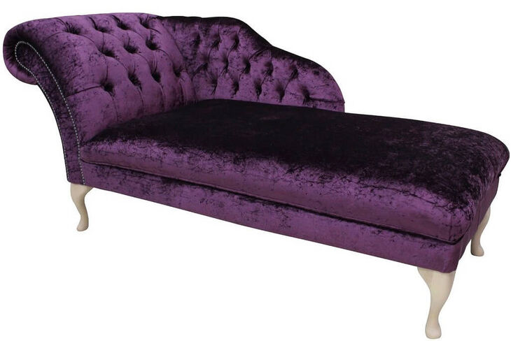 Chesterfield Velvet Chaise Lounge Day Bed Modena Aubergine Purple