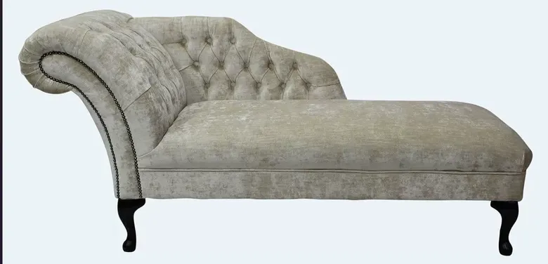 Chesterfield Velvet Chaise Lounge Day Bed Modena Camel Velvet In Left Hand