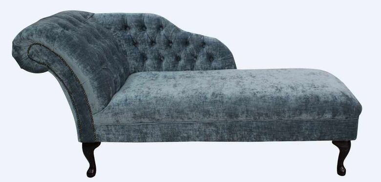 Chesterfield Velvet Chaise Lounge Day Bed Modena Slate Velvet