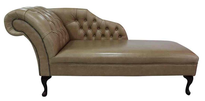 Chesterfield Leather Chaise Lounge Day Bed Old English Parchment