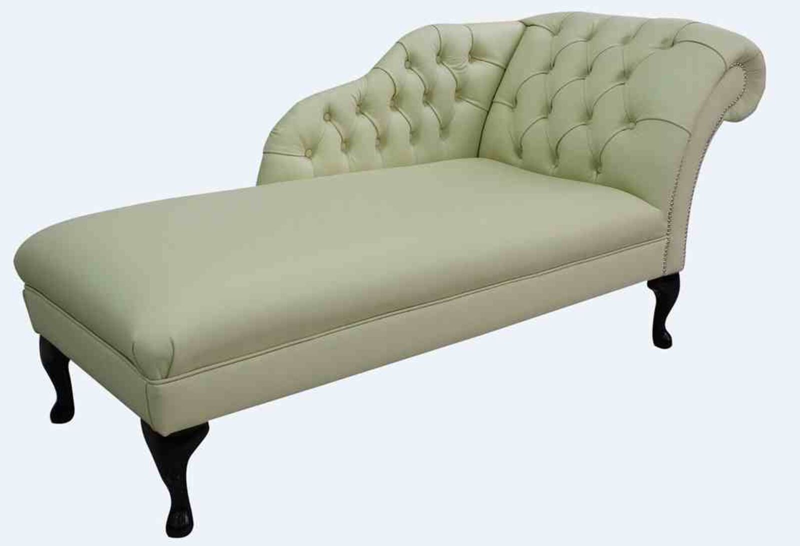 Product photograph of Chesterfield Leather Chaise Lounge Day Bed Cottonseed Cream Leather from Designer Sofas 4U