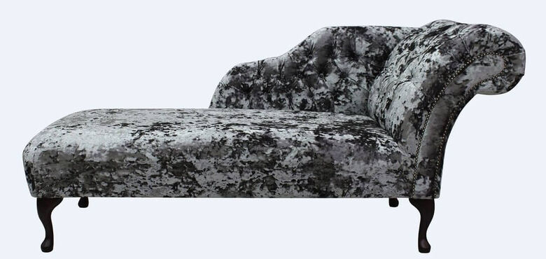 Chesterfield Velvet Chaise Lounge Day Bed Lustro Flint Velvet Right Hand