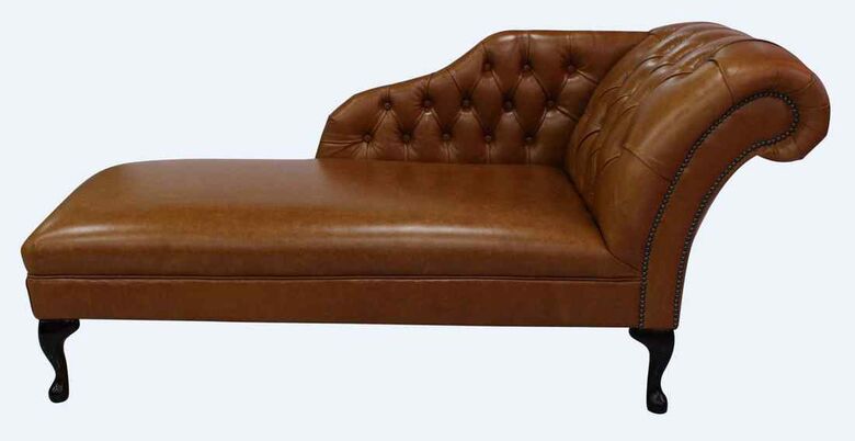 Chesterfield Leather Chaise Lounge Day Bed Old English Bruciato