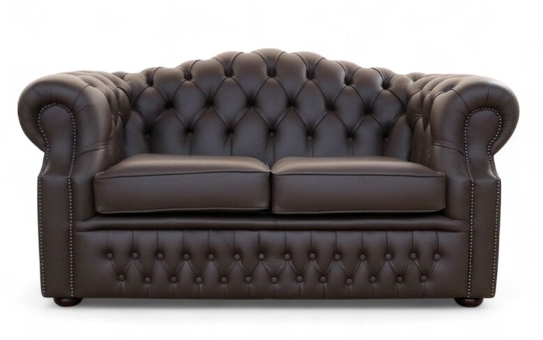 Bradwell Chesterfield Sofa – Chocolate Brown Leather | Luxurious Tufted 2 Seater