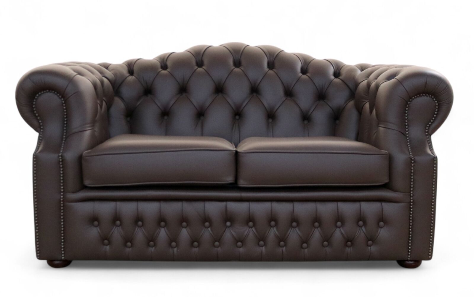 Bradwell Chesterfield Sofa Chocolate Brown Leather | Luxurious Tufted 2 Seater