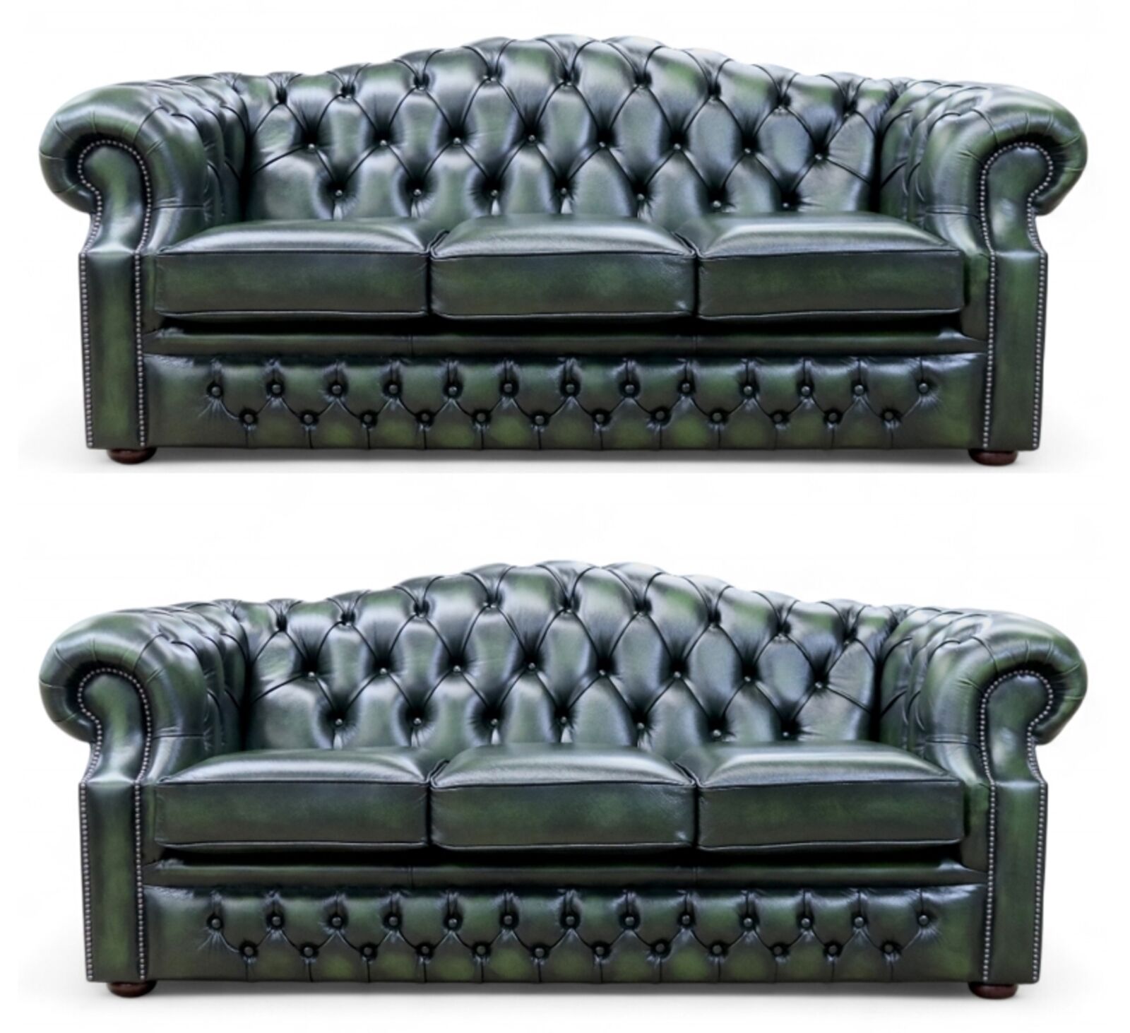 Bradwell Chesterfield 3+3 Sofa Suite Antique Green Leather