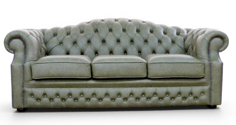 Bradwell Chesterfield 3 Seater Sofa Minstral Olive Green Leather