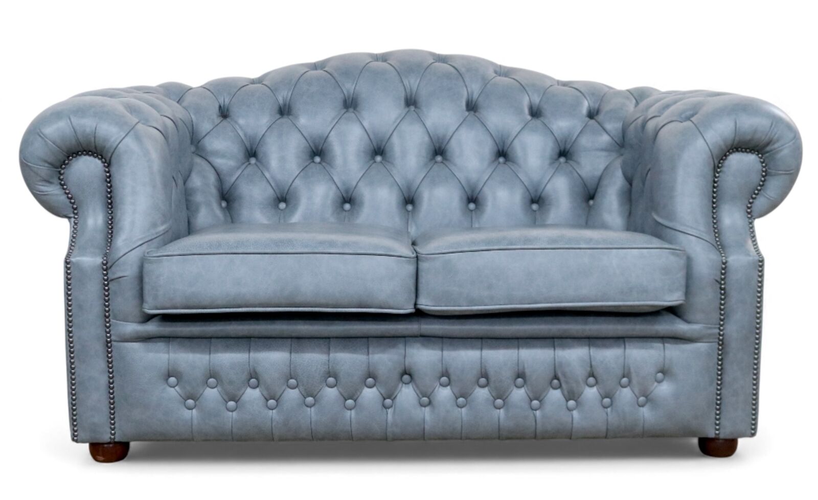 Bradwell Chesterfield Sofa Liquorice Grey Stella Leather | Luxurious Tufted 2 Seater