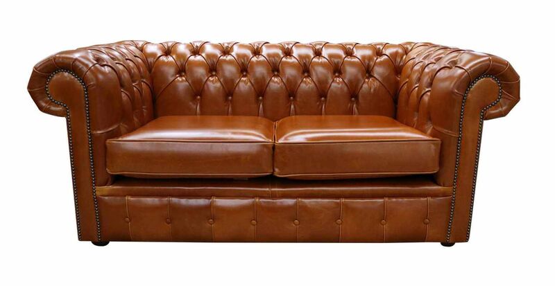 Product photograph of Chesterfield 2 Seater Sofa Newcastle Spice Tan Leather from Designer Sofas 4U