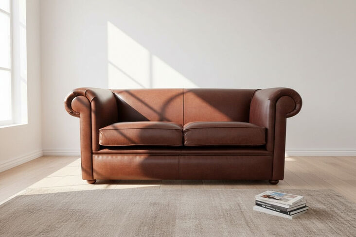 Chesterfield 1930 2 Seater Settee Old English Hazel Leather Sofa