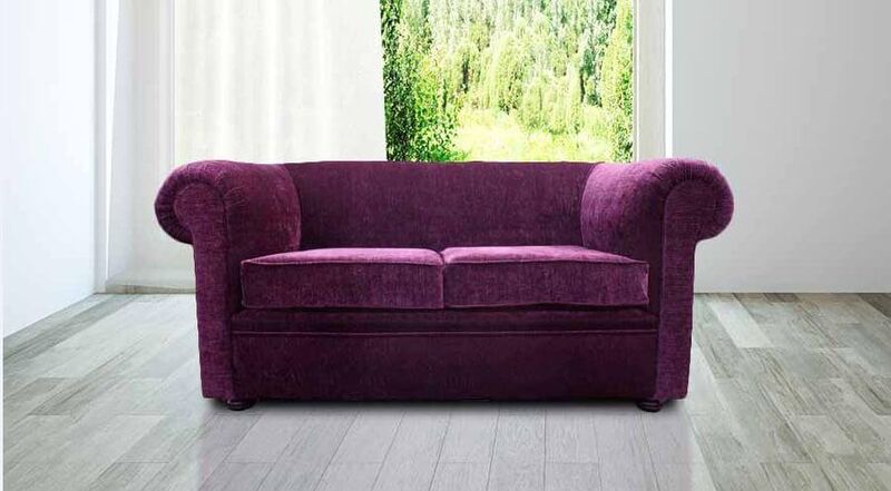 Product photograph of Chesterfield 1930 S 2 Seater Settee Purple Aubergine Fabric Sofa from Designer Sofas 4U