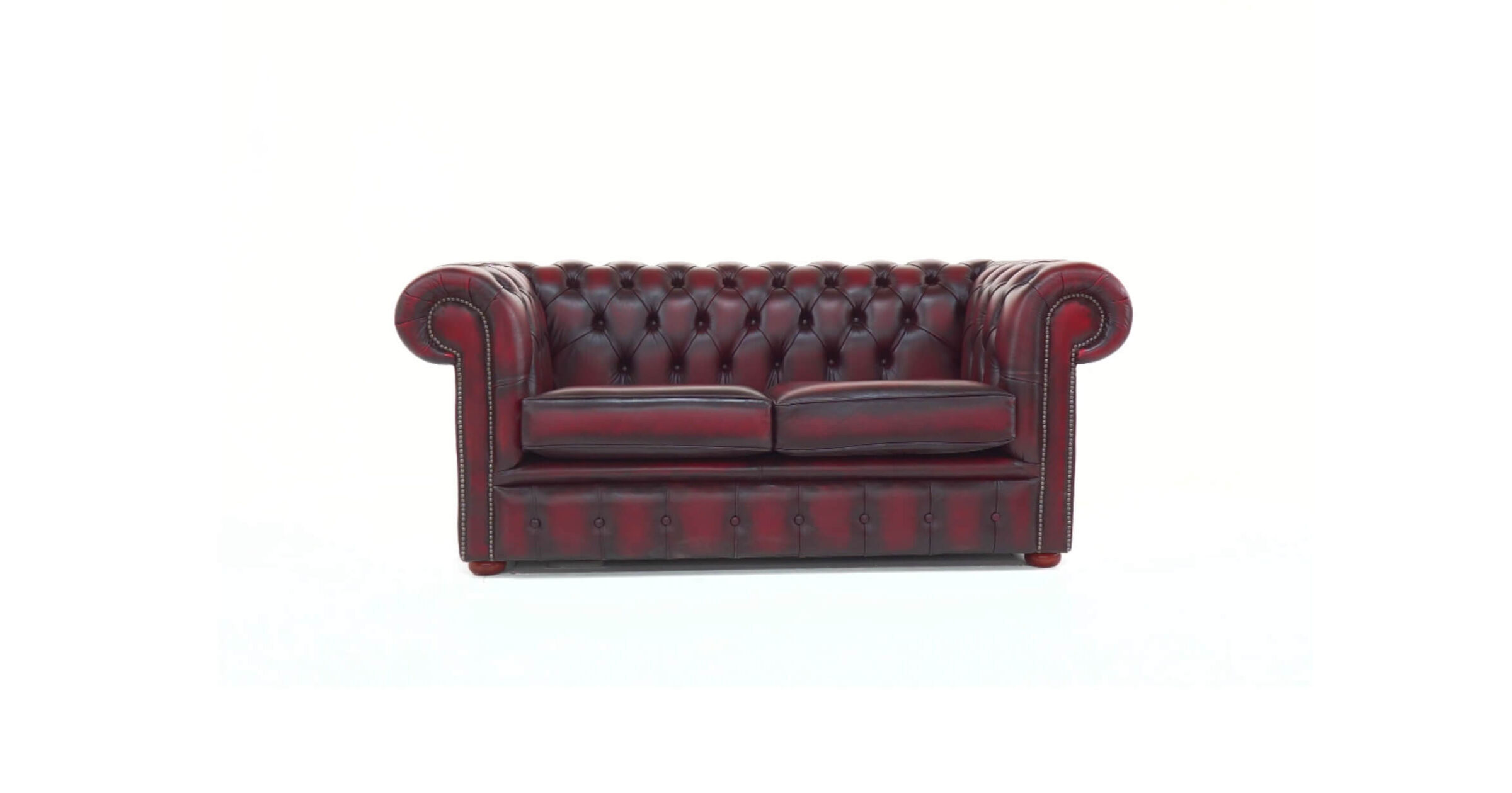 Luxury in Leather Chesterfield 2 Seater Antique Oxblood Red Sofa
