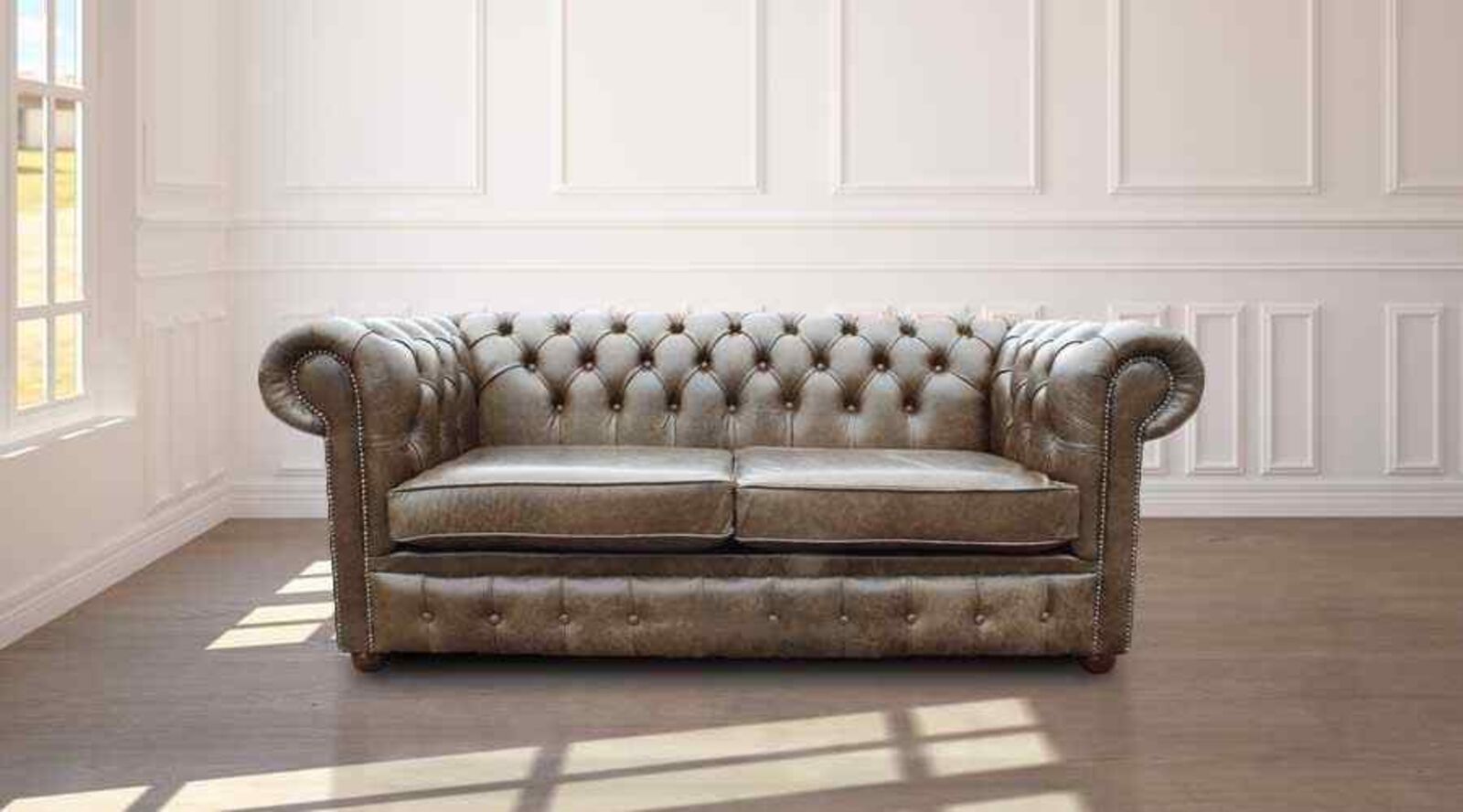 Product photograph of Chesterfield 2 Seater Settee Old English Alga Leather Sofa Stock from Designer Sofas 4U