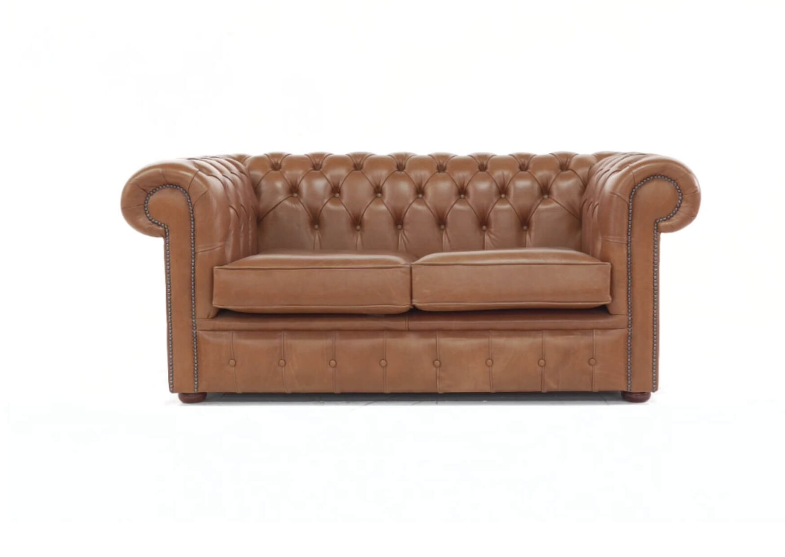 Product photograph of Chesterfield Handmade 2 Seater Sofa Settee Old English Tan Real Leather from Designer Sofas 4U