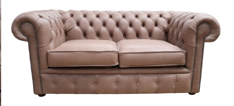 Product photograph of Chesterfield 2 Seater Settee Selvaggio Beaver Brown Leather Sofa from Designer Sofas 4U