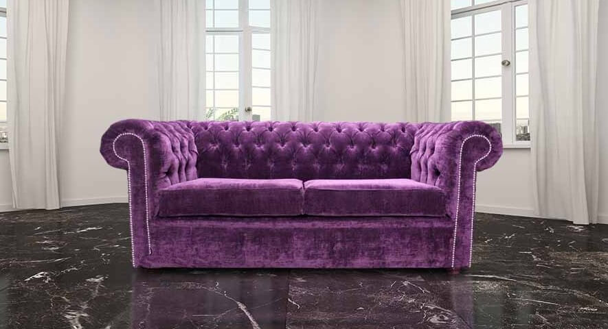 DesignerSofas4U | Purple velvet Chesterfield sofa UK