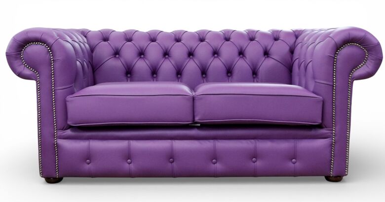Chesterfield 2 Seater Settee Wineberry Purple Leather Sofa Offer