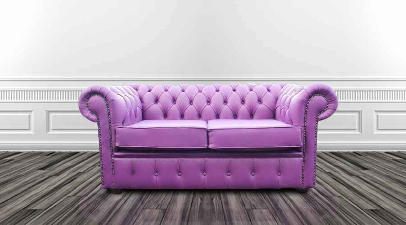 Product photograph of Chesterfield 2 Seater Settee Wineberry Purple Leather Sofa Offer from Designer Sofas 4U